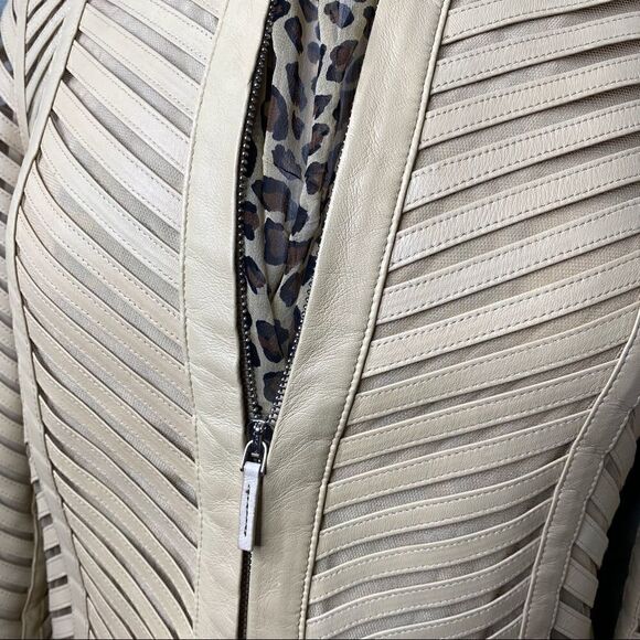 Ralph Lauren 2015 Resort Sandstone Beige Chevron Lamb Leather Zip Front Jacket - Picture 15 of 16